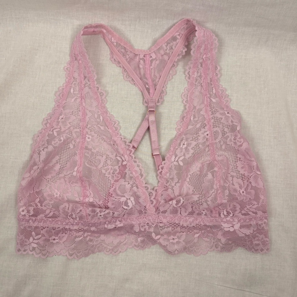 Savage X Fenty Floral Lace Racerback Bralette Pink